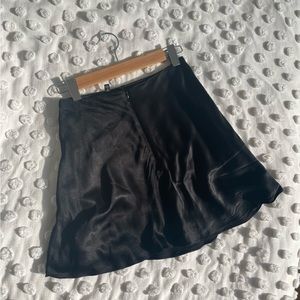 & Other Stories Black Satin Mini Skirt
